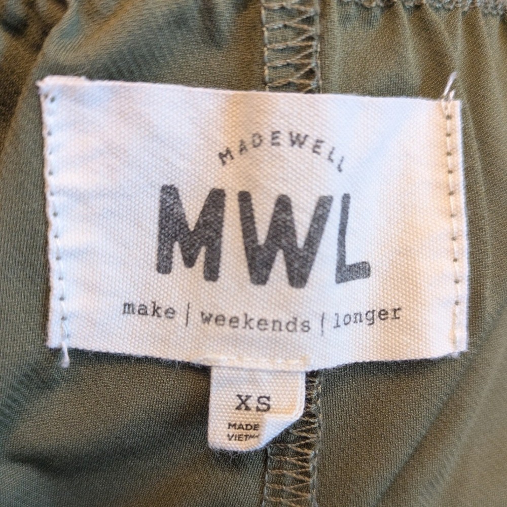 Madewell MLW Allways Pull on Shorts Women's XS Kale Olive Green Dolphin Hem - Picture 4 of 7